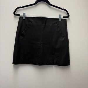 Olivaceous Faux Leather Mini Skirt, Black | Size Medium